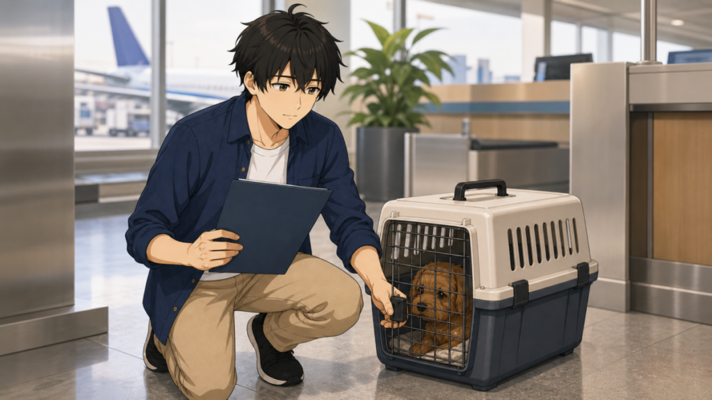 犬や猫をタイへ連れて行くための検疫書類を確認するKENTAR