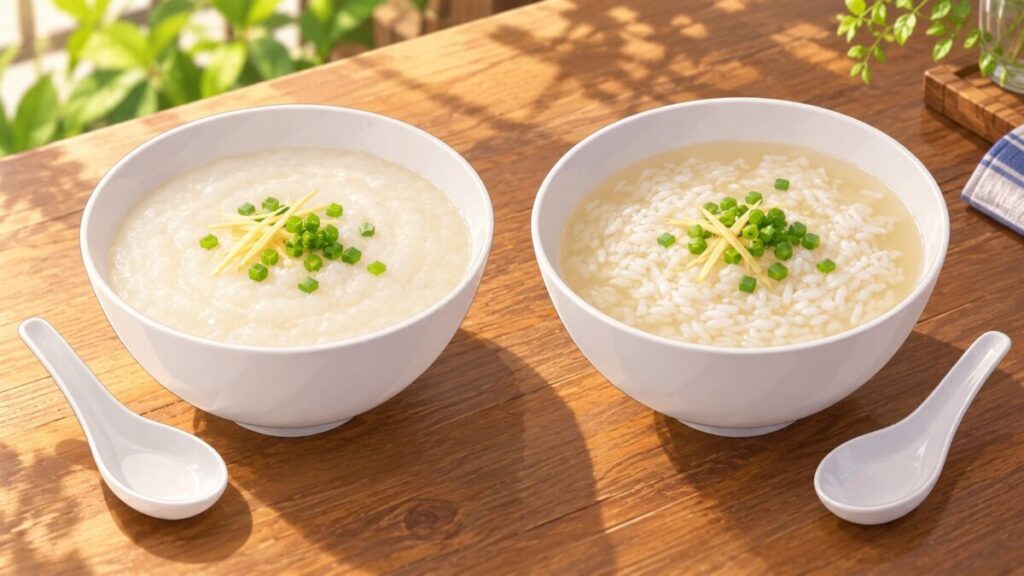 なめらかなジョークと米粒が見えるカオトムの一例を並べた料理イラスト